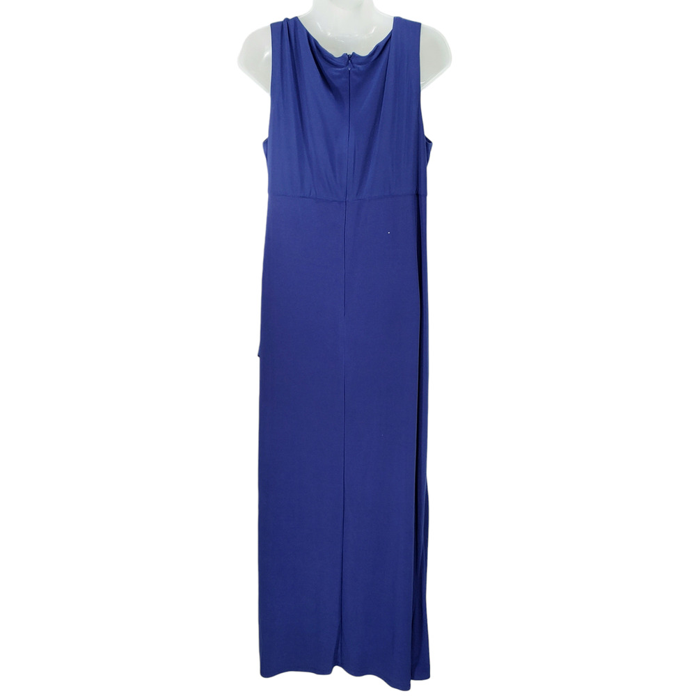 R&M Richards Maxi Dress 18 Women Blue Square Neck Sleeveless Embellished Formal - Picture 7 of 12